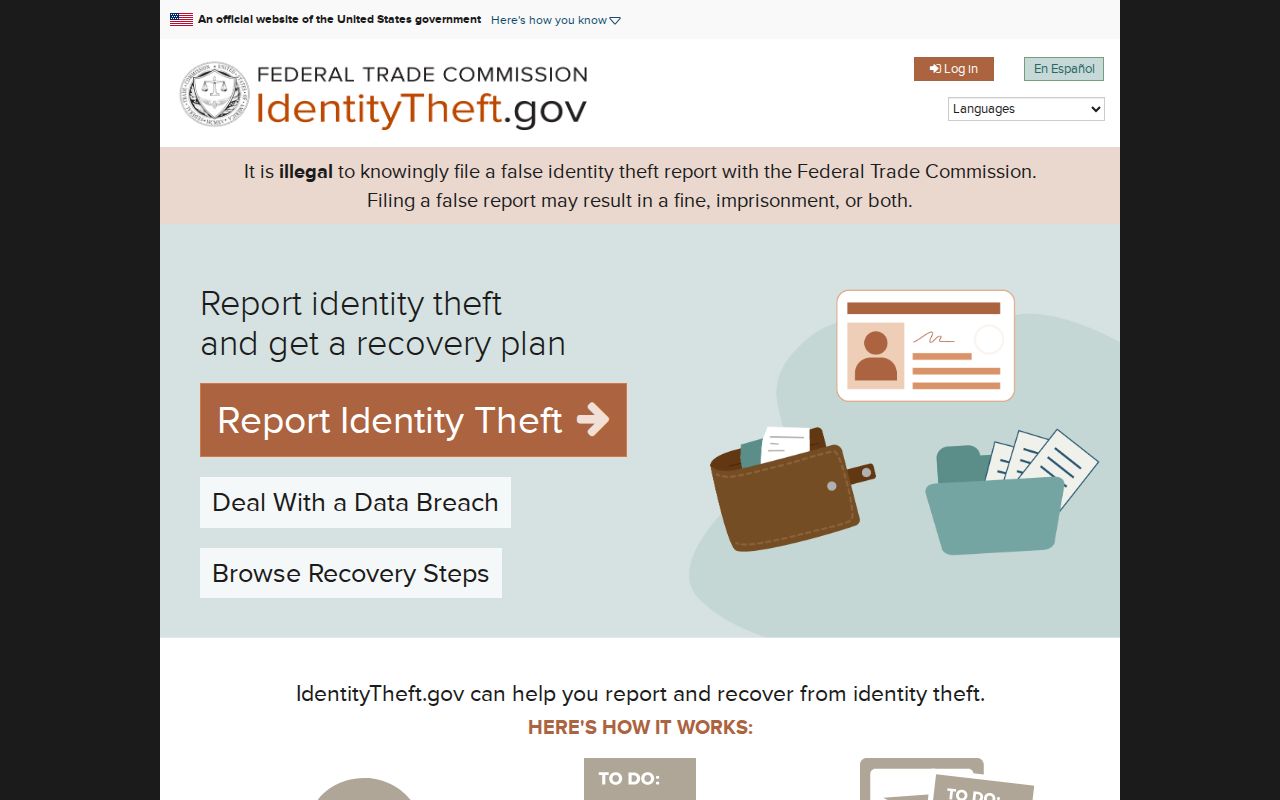 Wellington city directory federal identity theft recovery resource