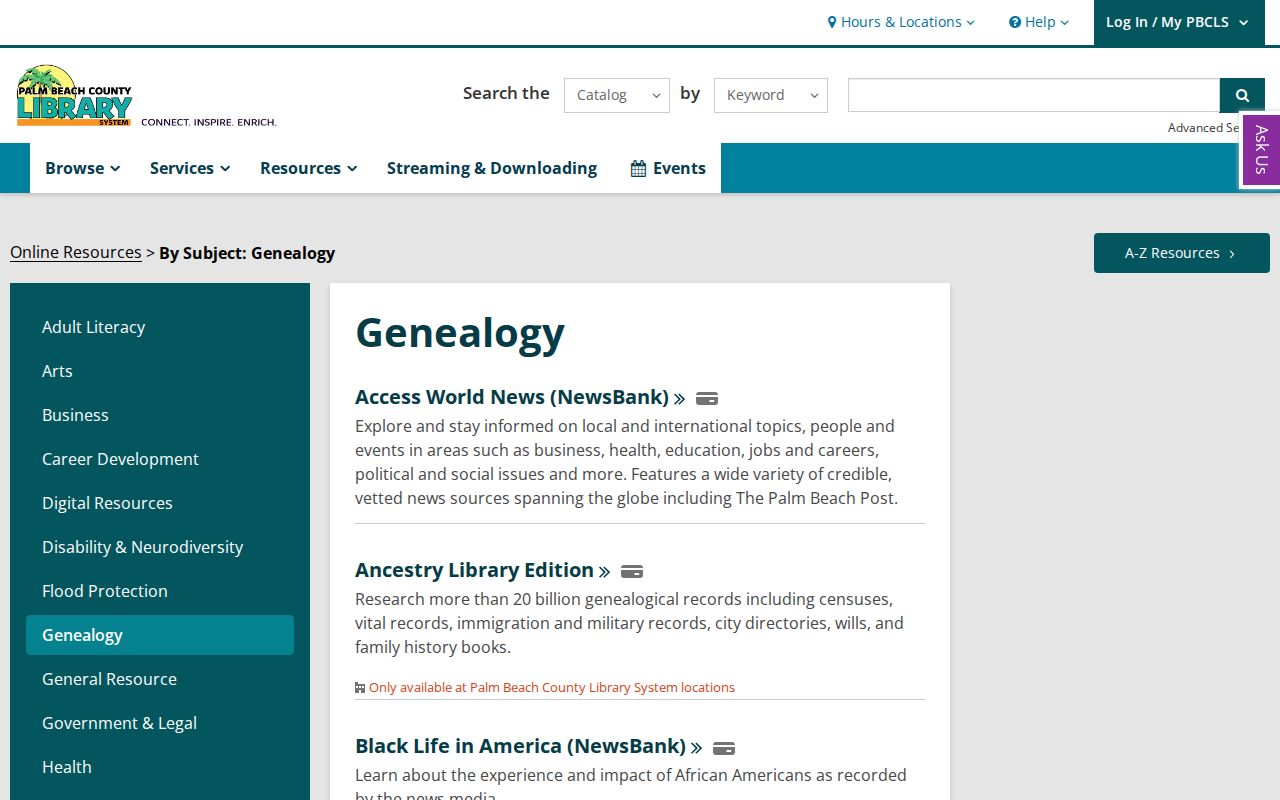 Wellington city directory Palm Beach County Library genealogy databases