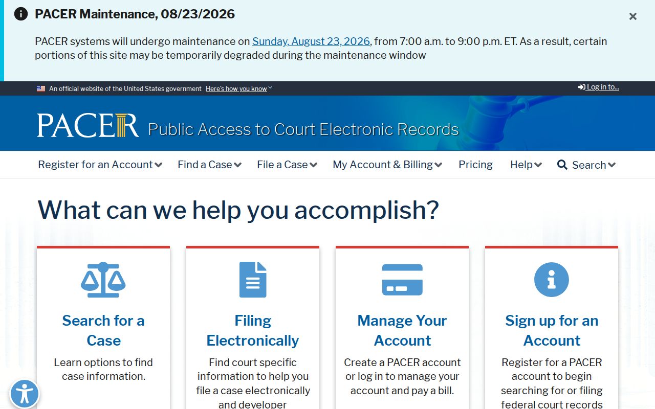 Wellington resident lookup using the federal PACER gateway