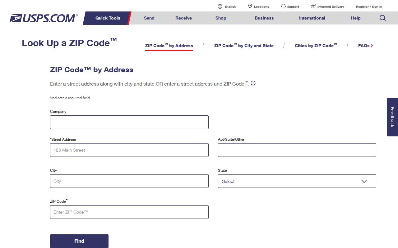 Wellington ZIP code directory USPS address verification